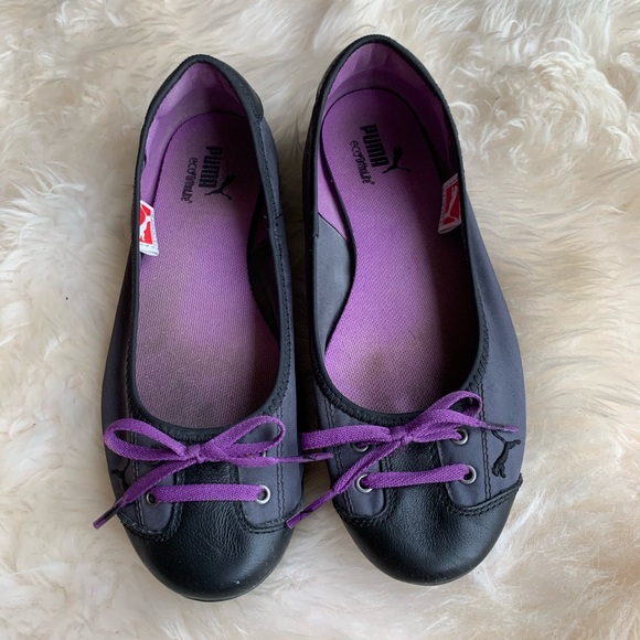Puma Black Purple Sneaker Flats
